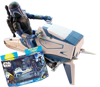 Mandalorian Speeder Bike with Mandalorian Warrior