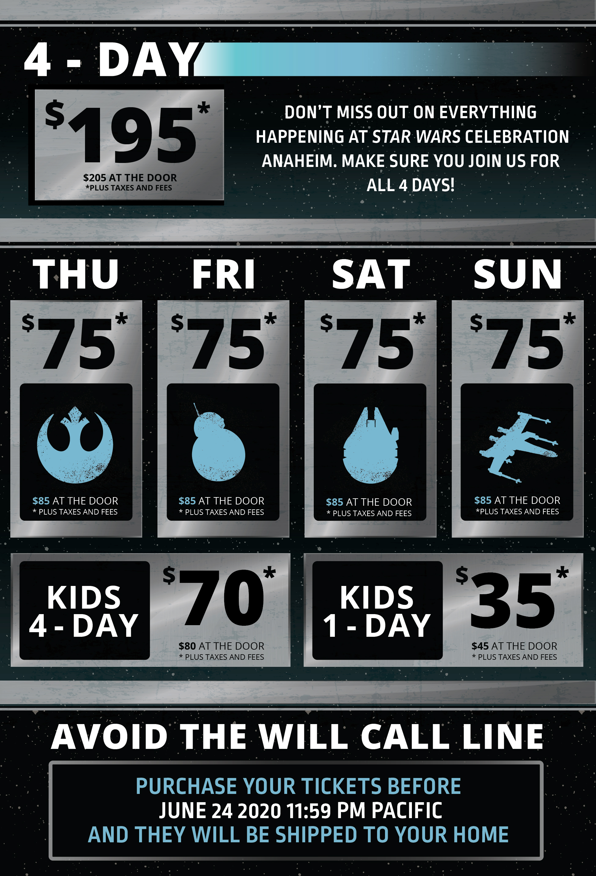 Star Wars Celebration Anaheim 2020 Pricing